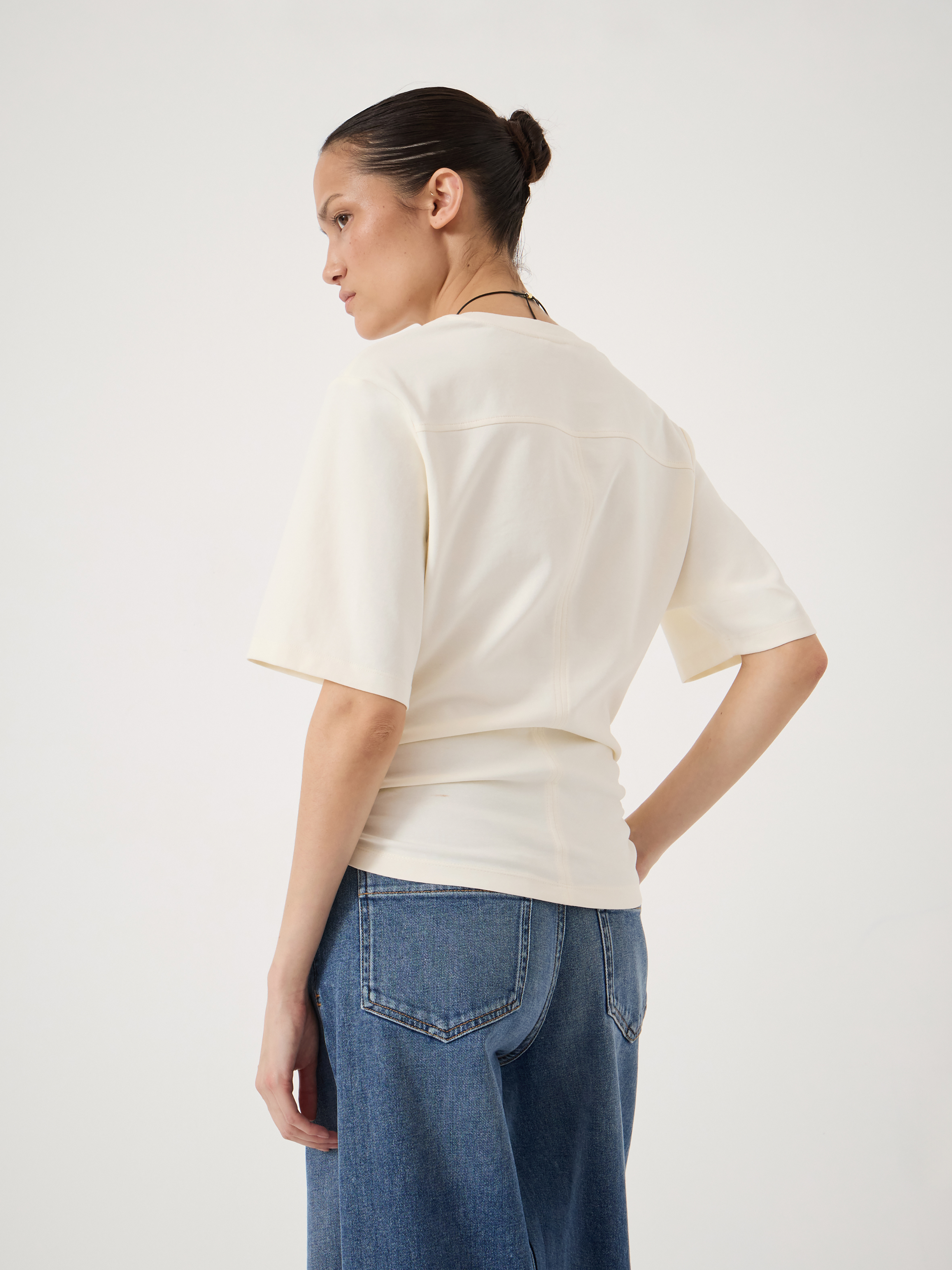 Hope Ruched Short Sleeve Top - White | Hush