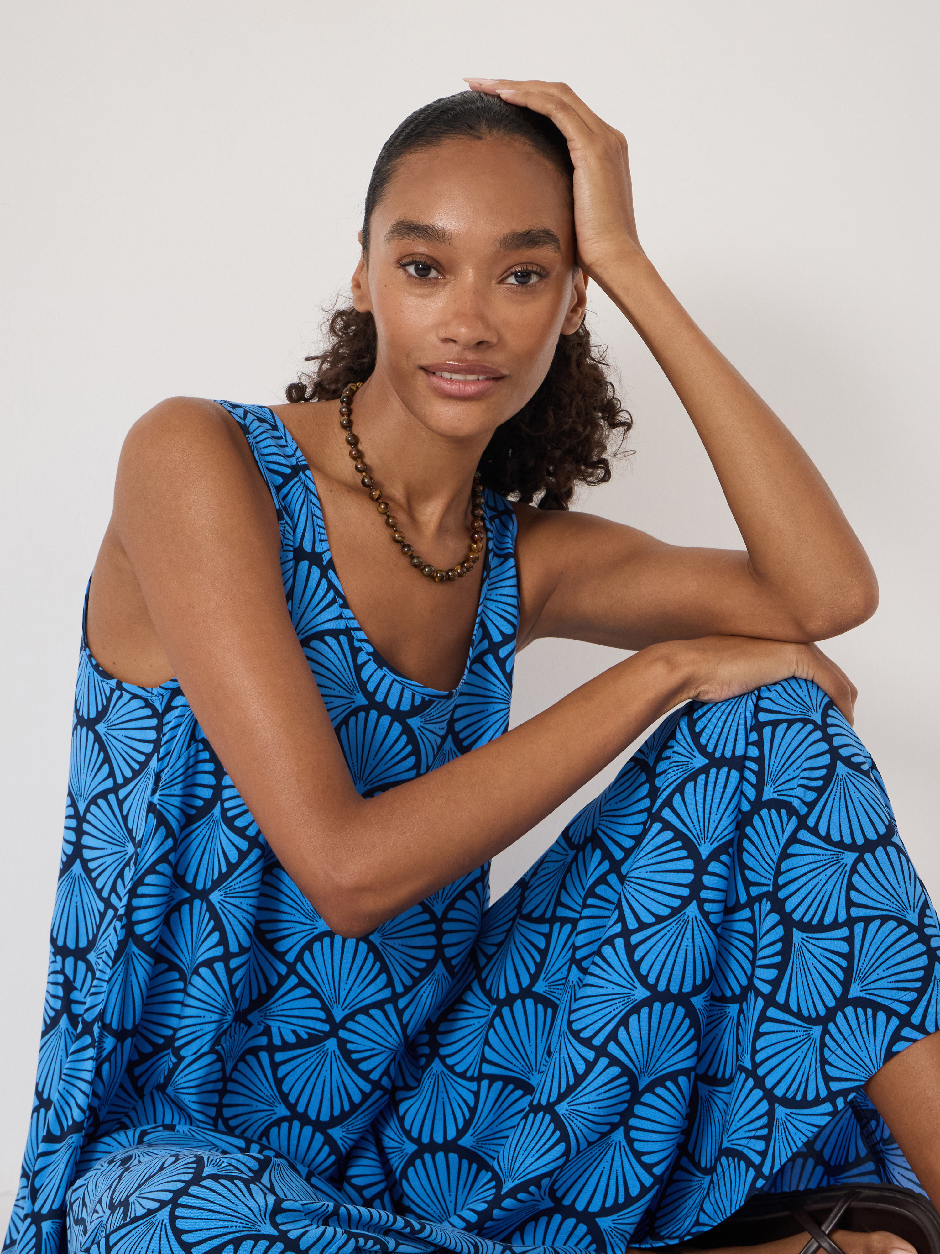ziva blue dress Ziva Printed Panel Maxi Dress | Shell Blue