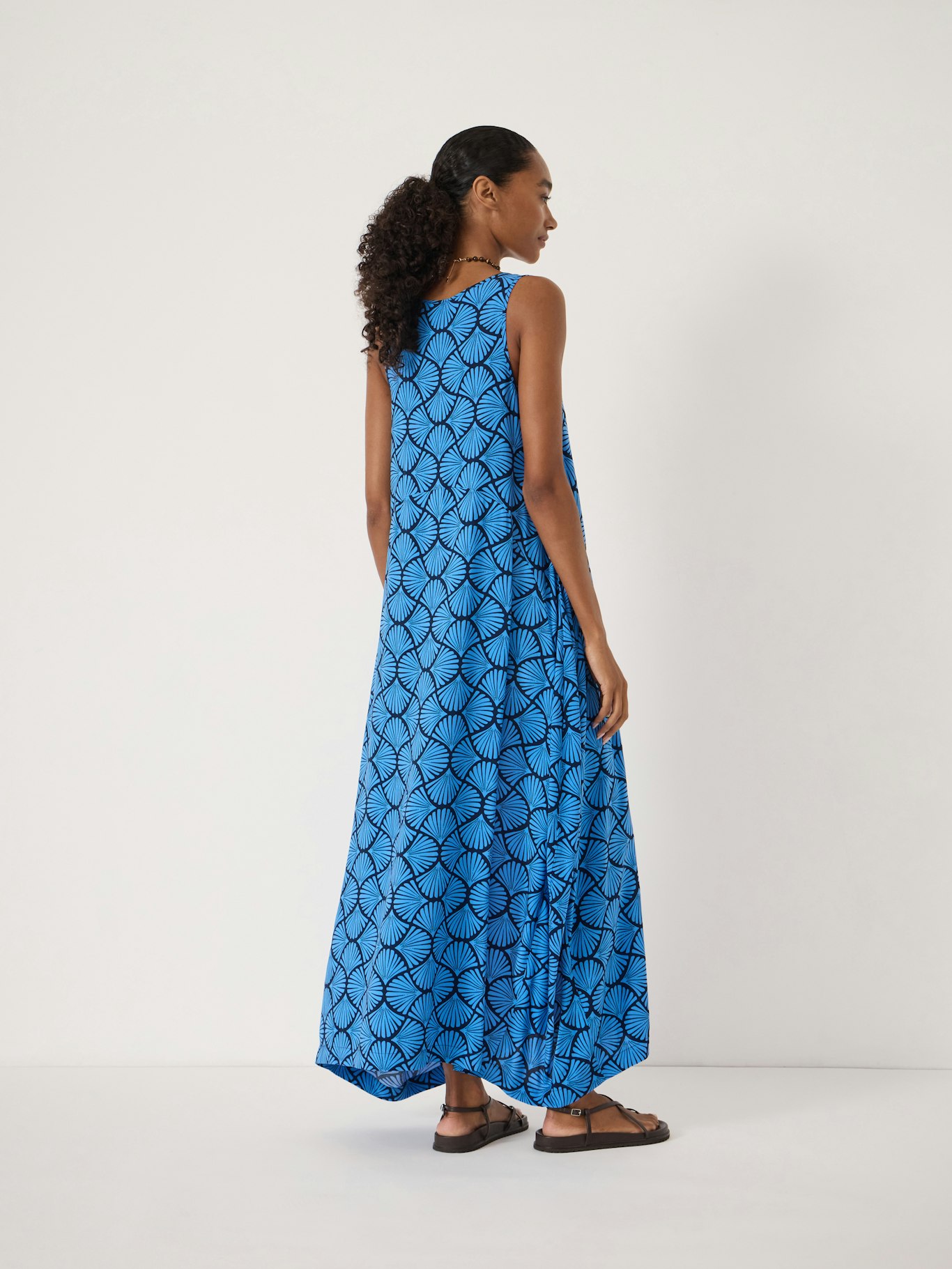 ziva blue dress Ziva | Pleated Sheer Sleeves Maxi Dress