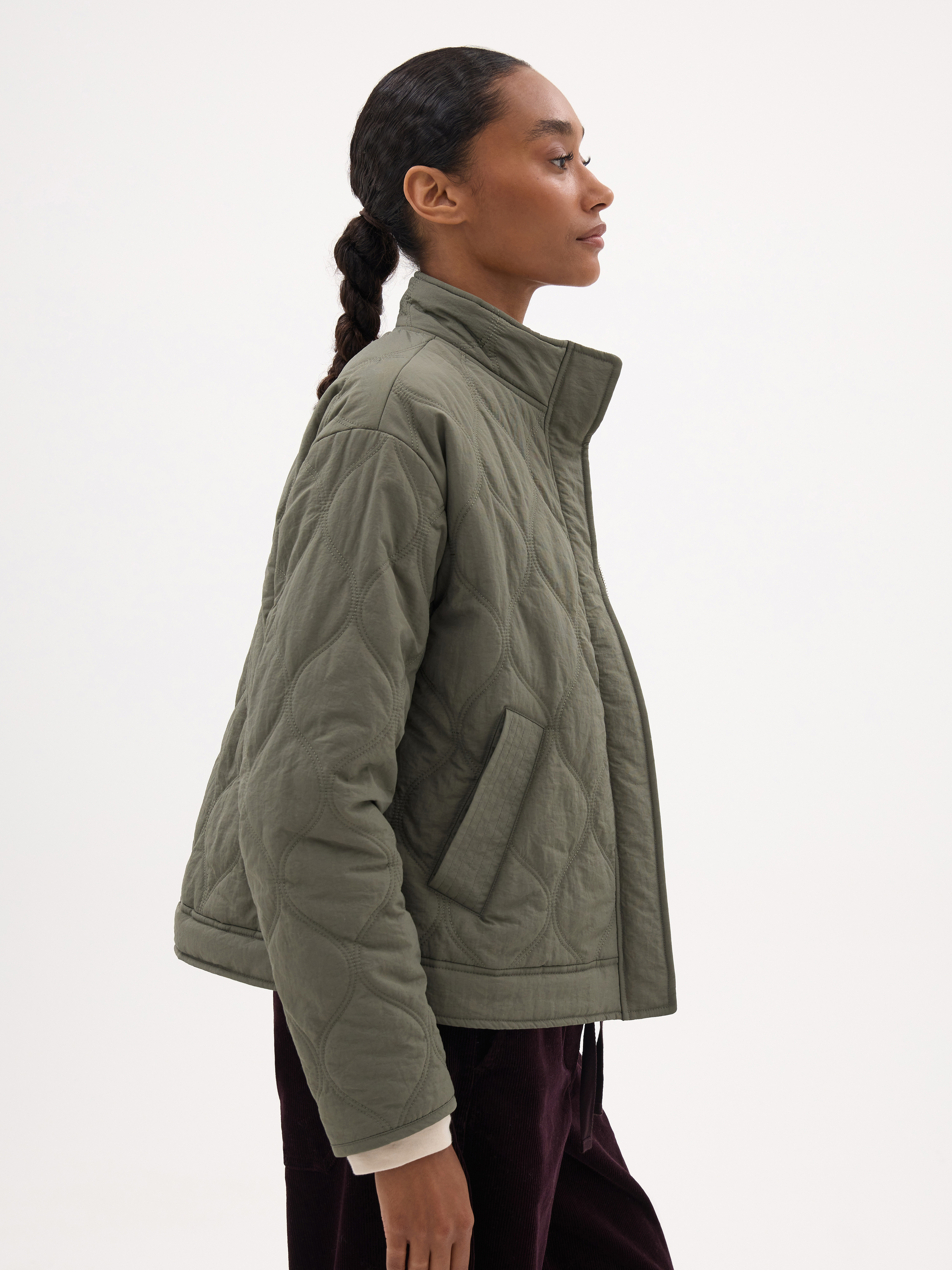 Green Viv Quilted Jacket - Khaki Green | Hush