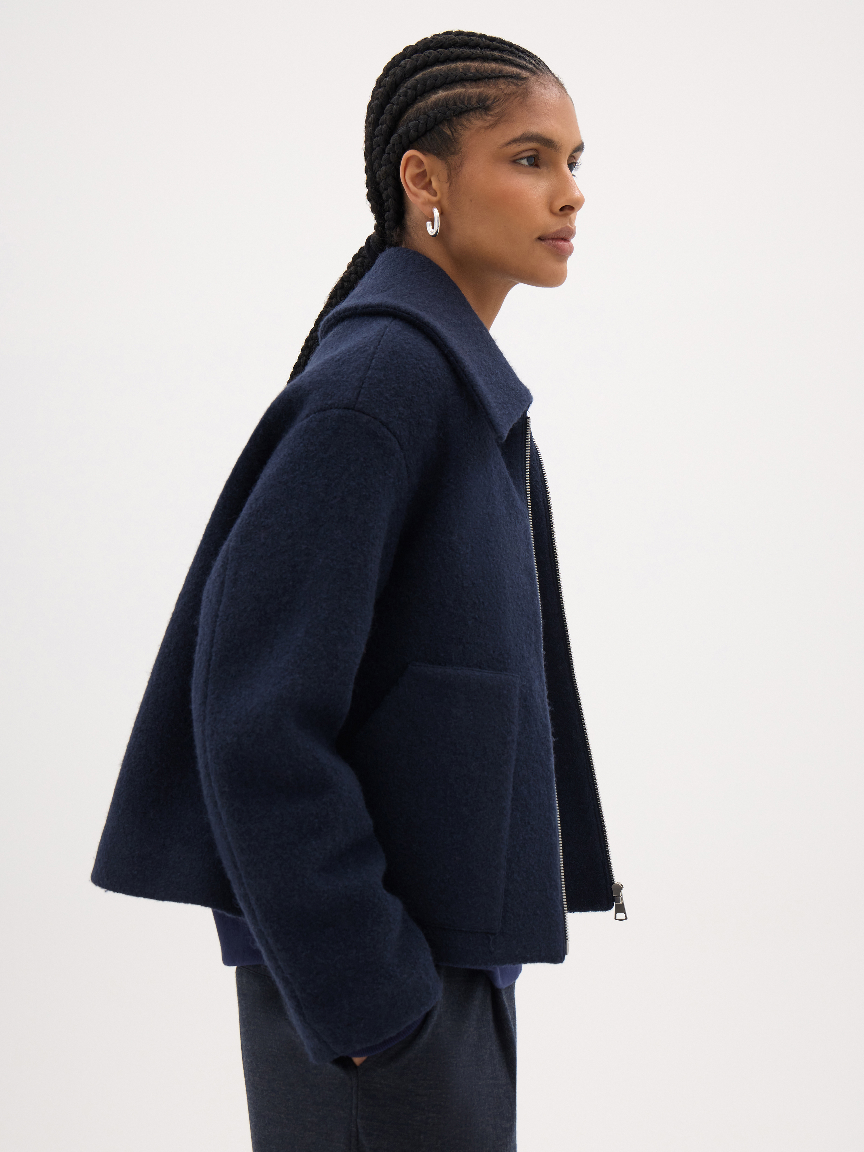 Nerise Boucle Zip Jacket - Washed Navy | Hush