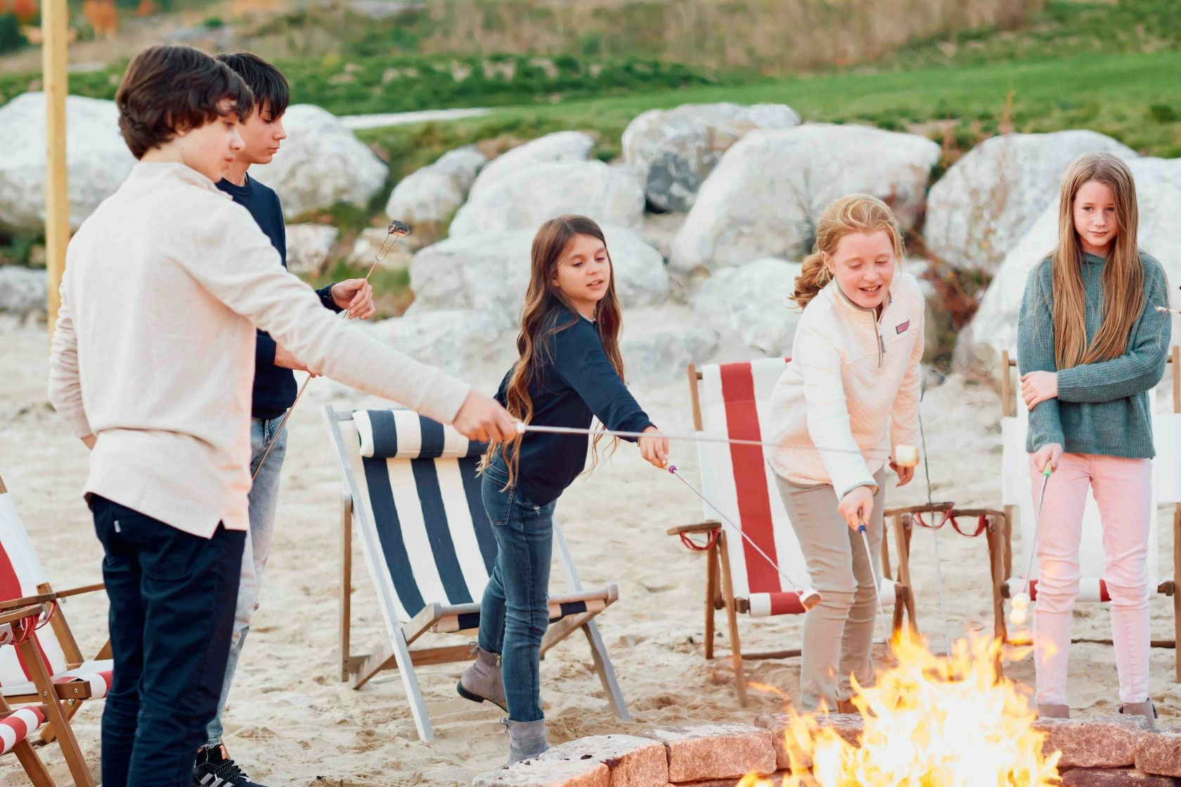 Toast marshmallows around the fire for a cozy evening.