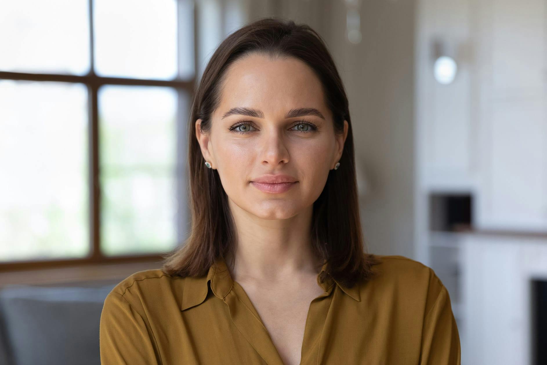 woman smiling and looking forward