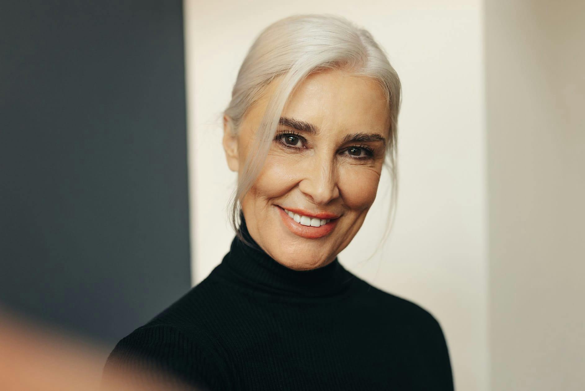 woman wearing a black turtleneck