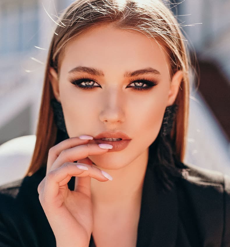 woman with smokey eye makeup
