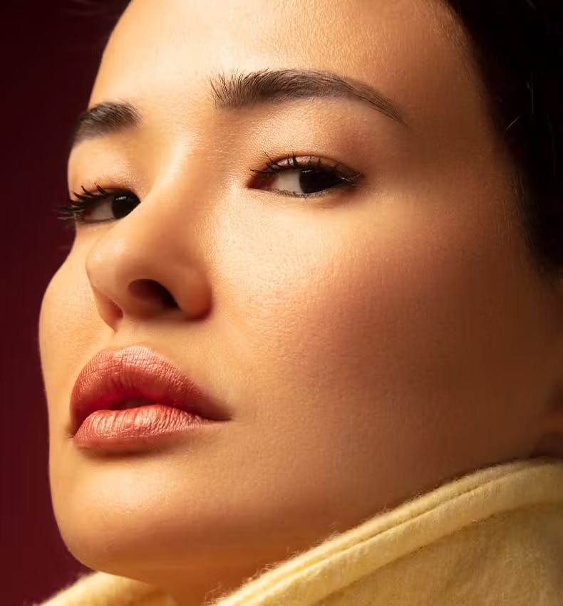 close up on asian woman looking forward