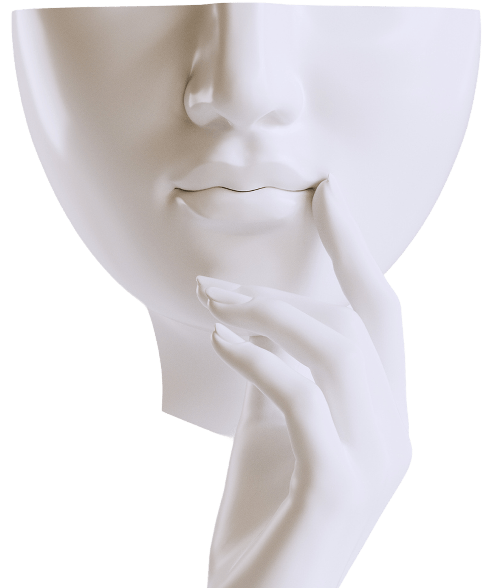 Sculpture of a face and hand