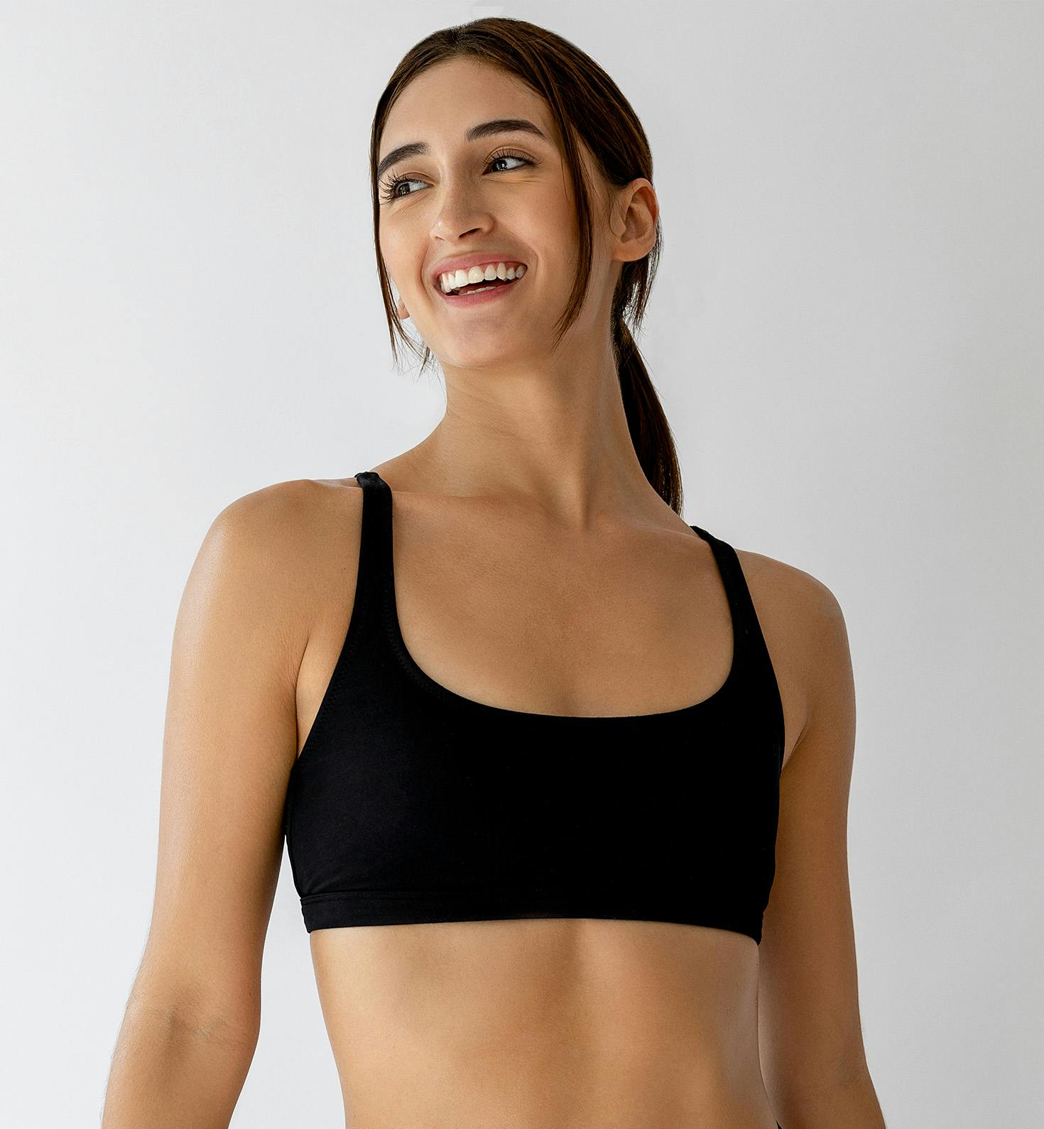 woman in black bra and underwear