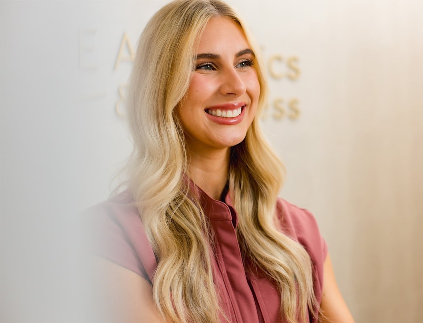 blonde woman smiling