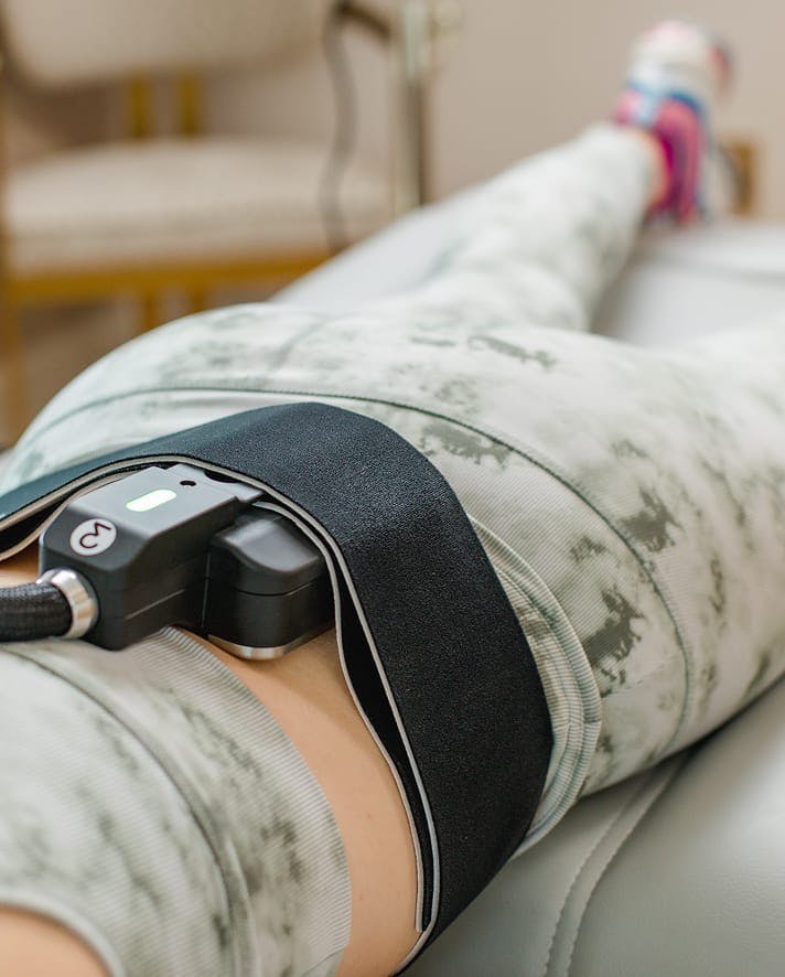 Close-up of body treatment device on a person's back