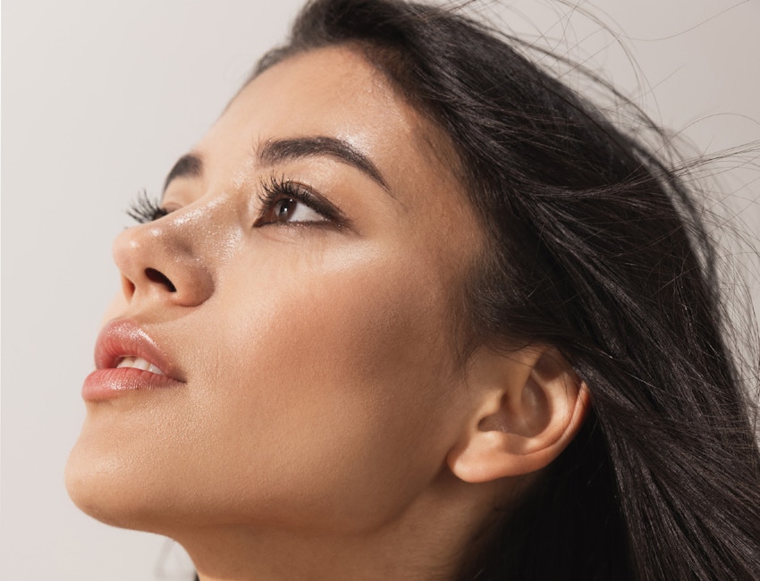 Woman looking upwards