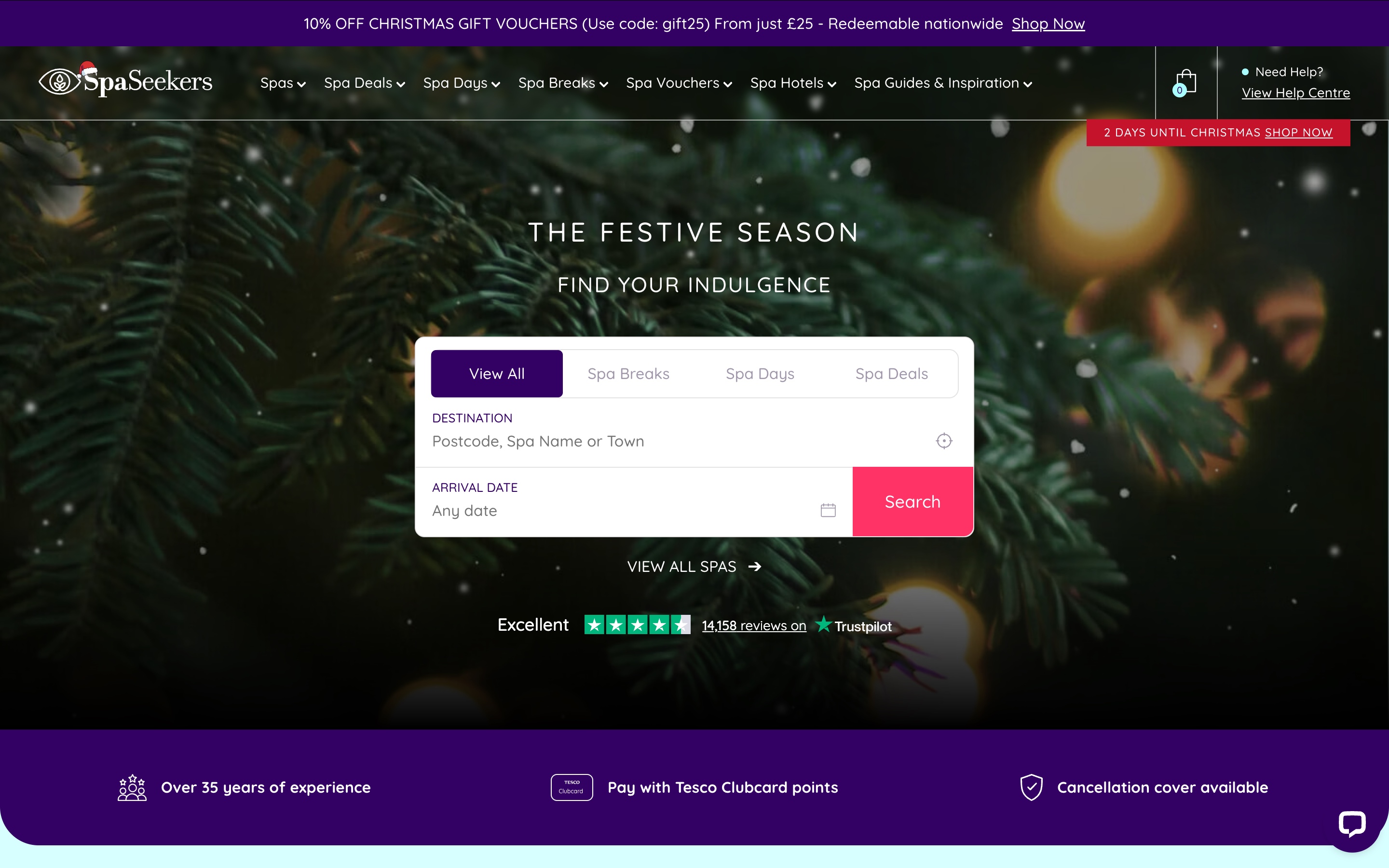Spa Seekers Landing Page