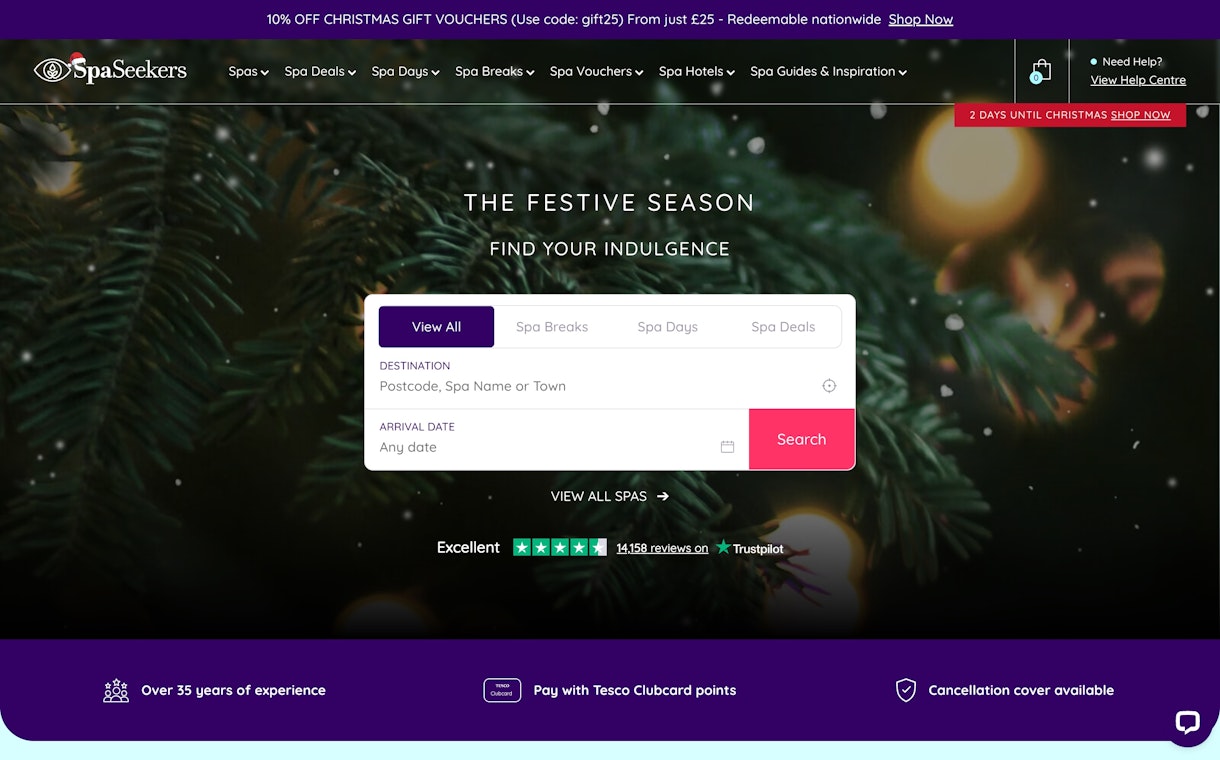 Spa Seekers Landing Page