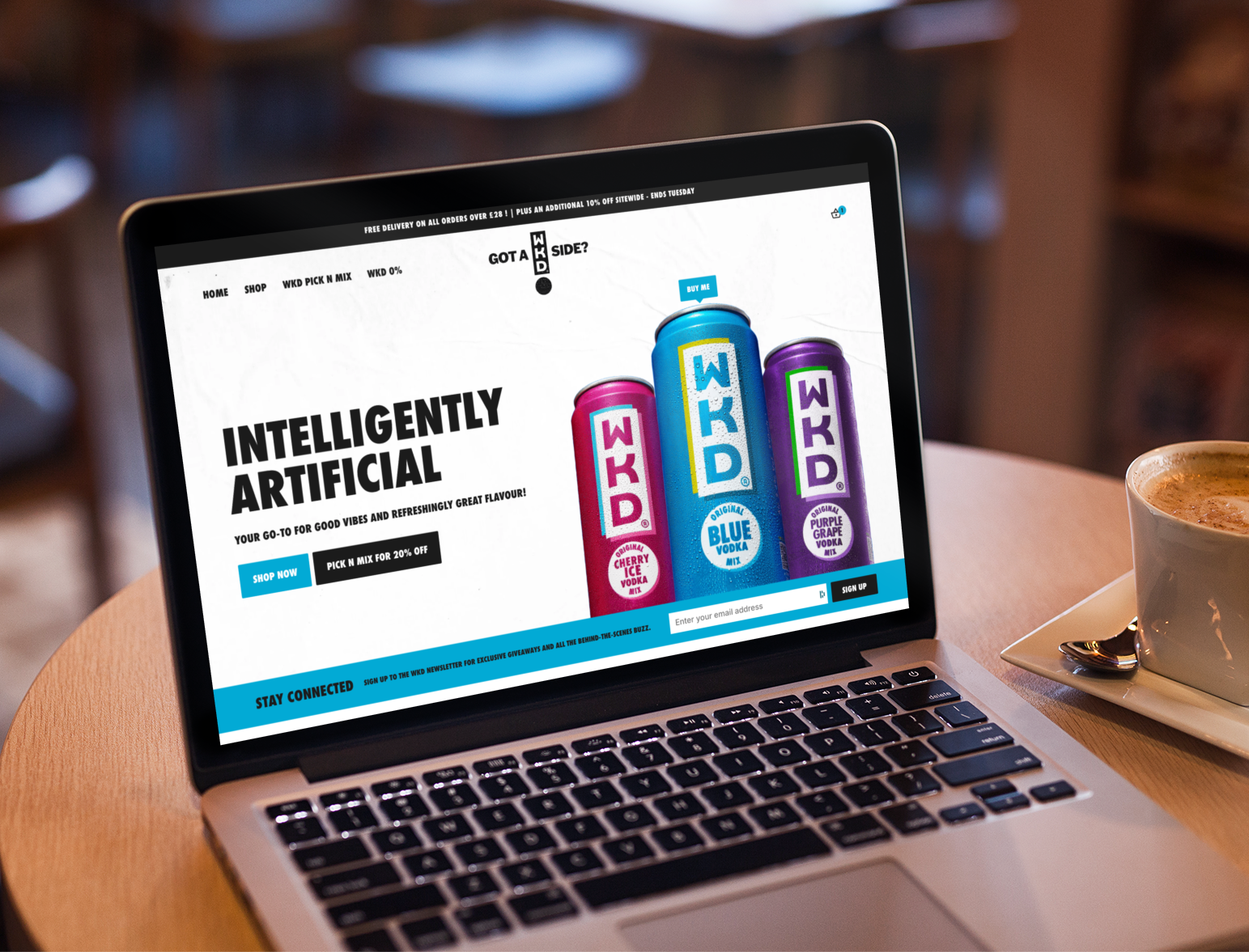 WKD website homepage on laptop