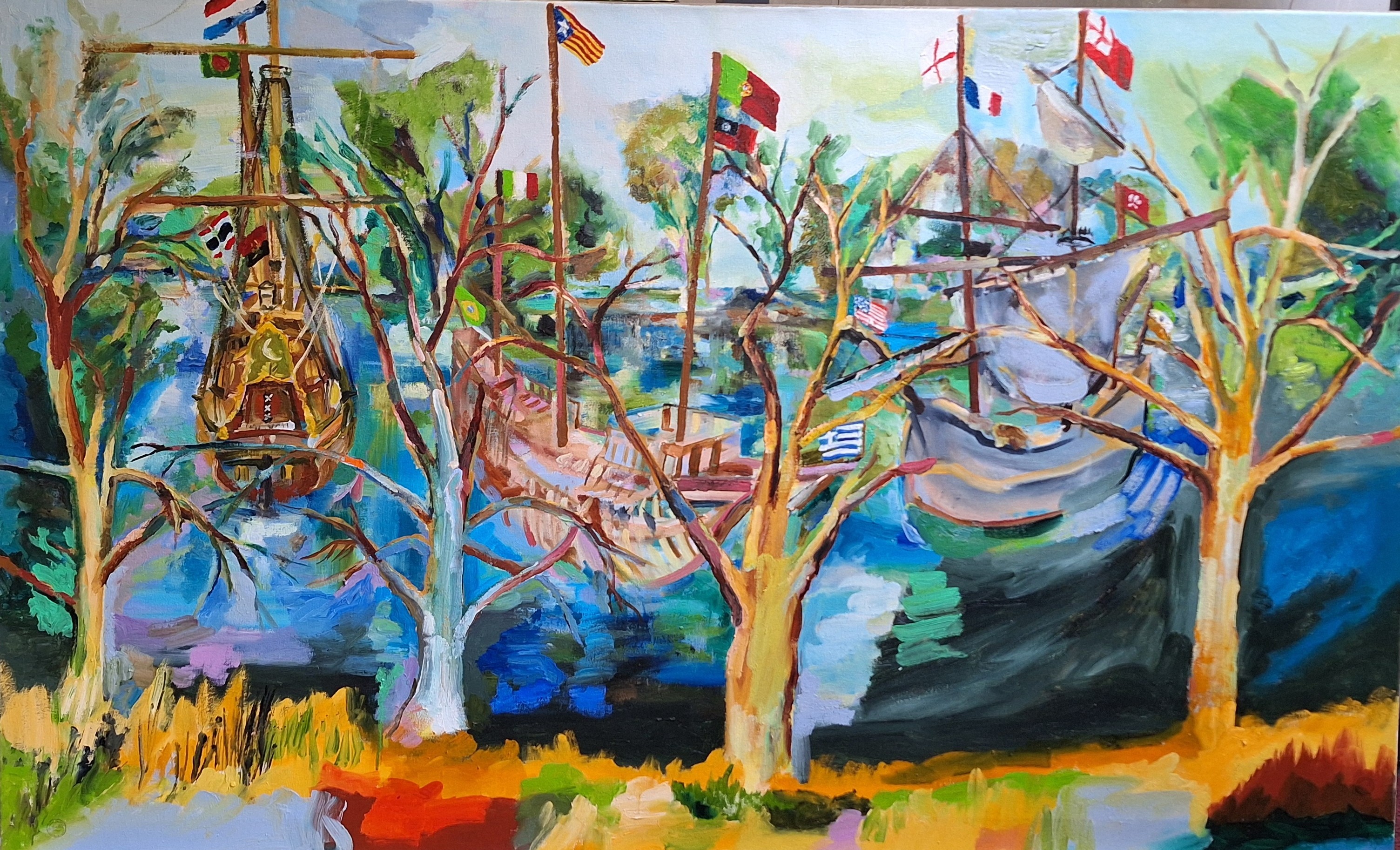 art, painting, modern art, flag