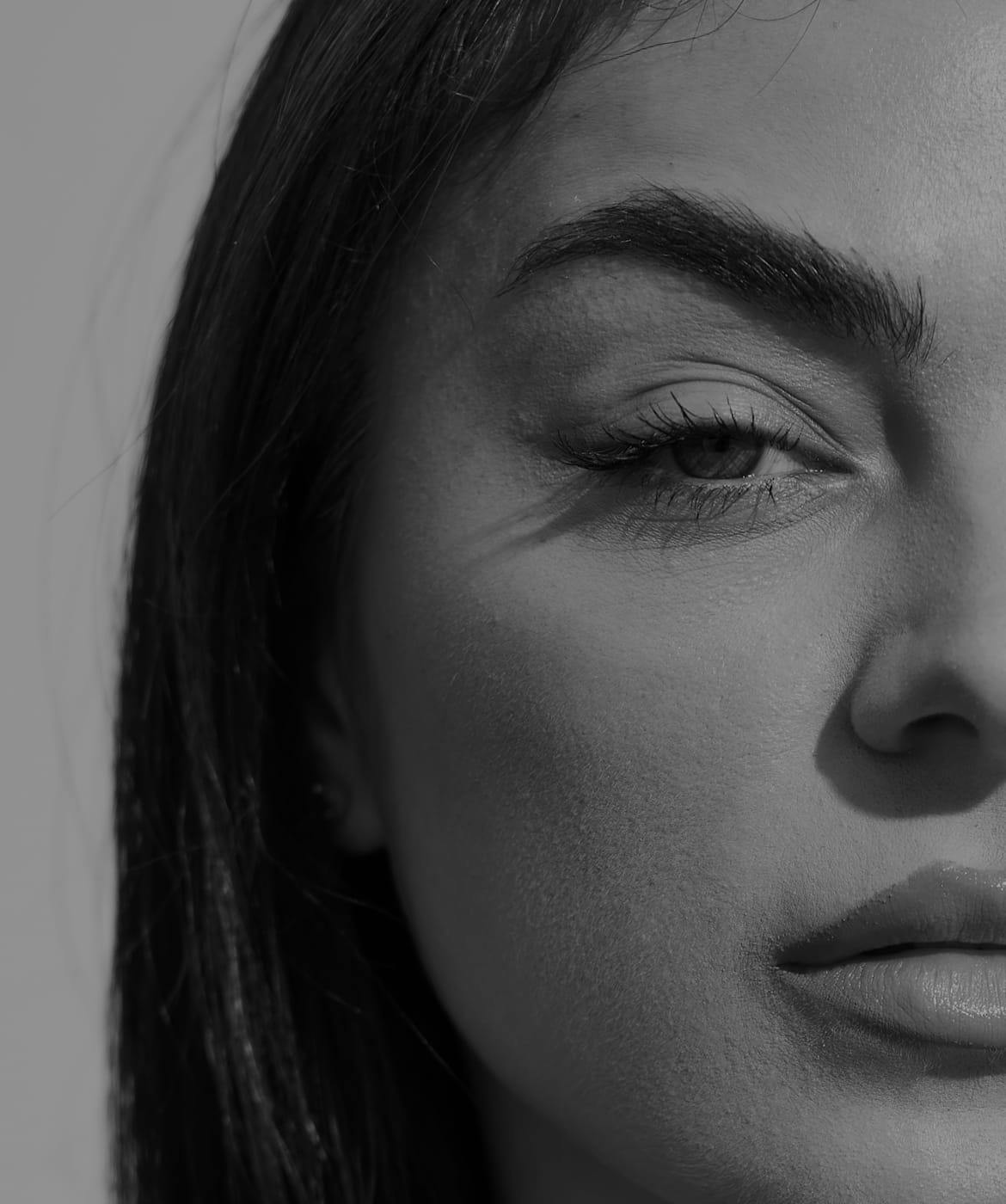 close up of half of a woman's face