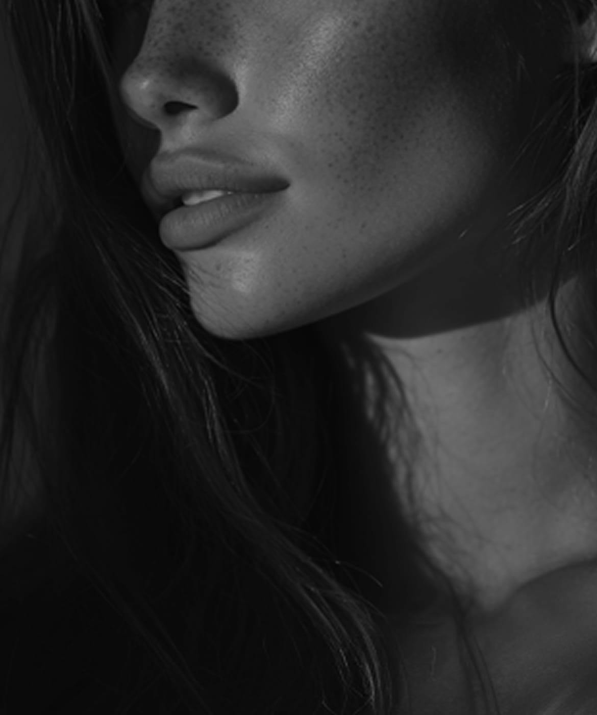 close up of a woman's chin