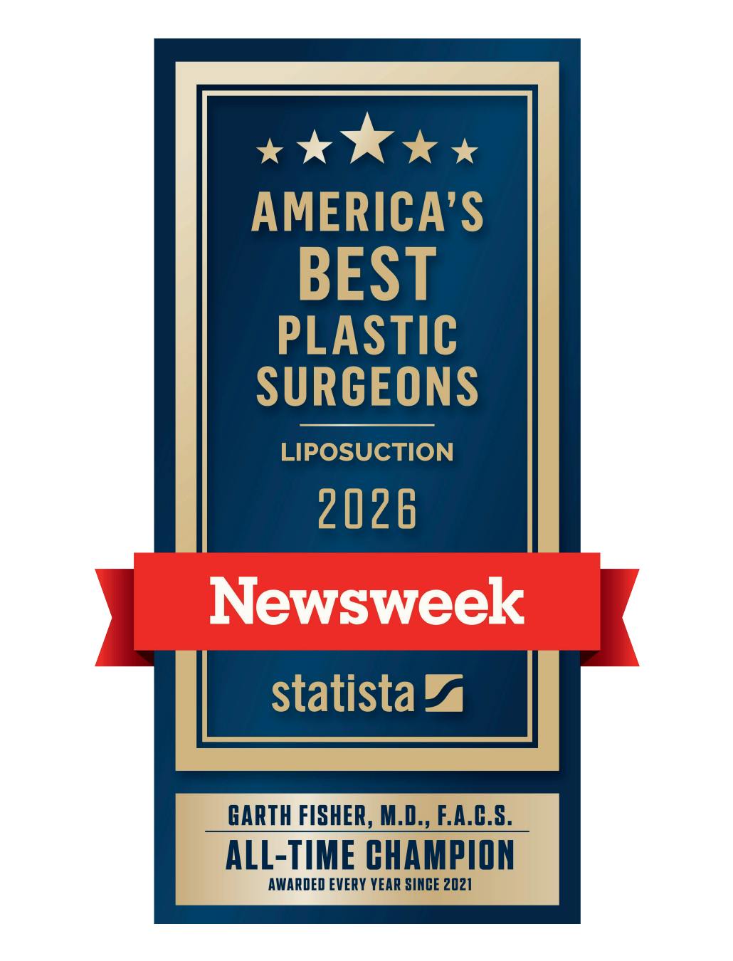 Newsweek America's Best Plastic Surgeons 2026 Liposuction Badge