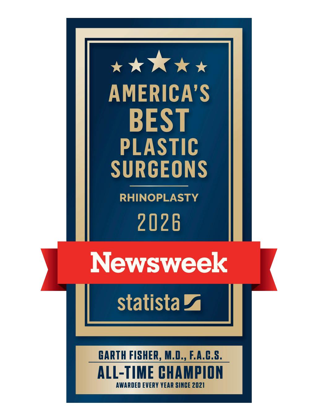 Newsweek America's Best Plastic Surgeons 2026 Rhinoplasty Badge