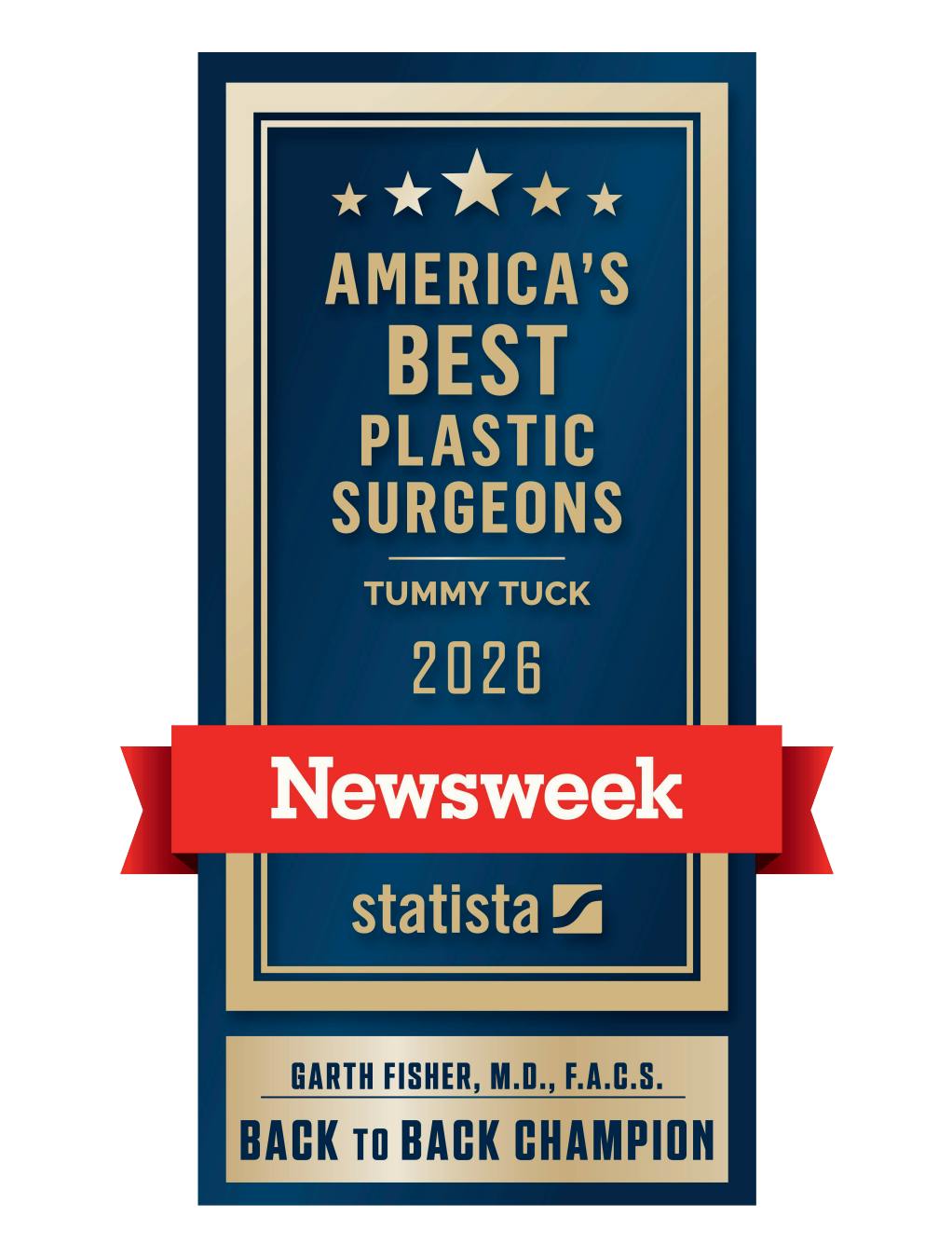 Newsweek America's Best Plastic Surgeons 2026 Tummy Tuck Badge