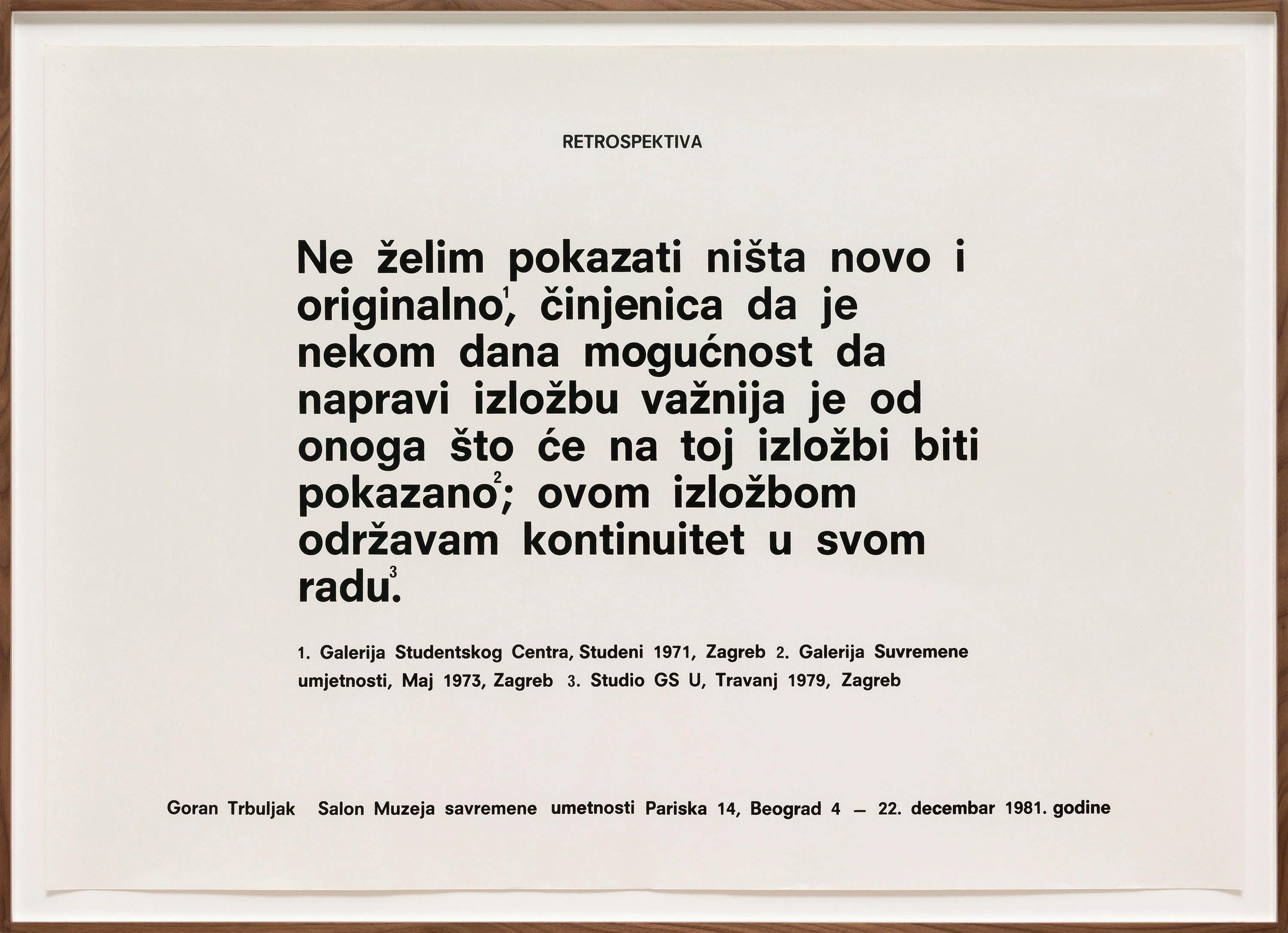Goran Trbuljak - Retrospective