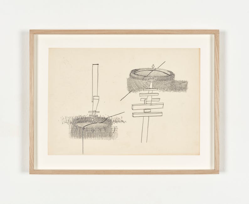 Ana Lupas - The Solemn Process, Preparatory drawing for wire mesh on skeleton, 1964-1976