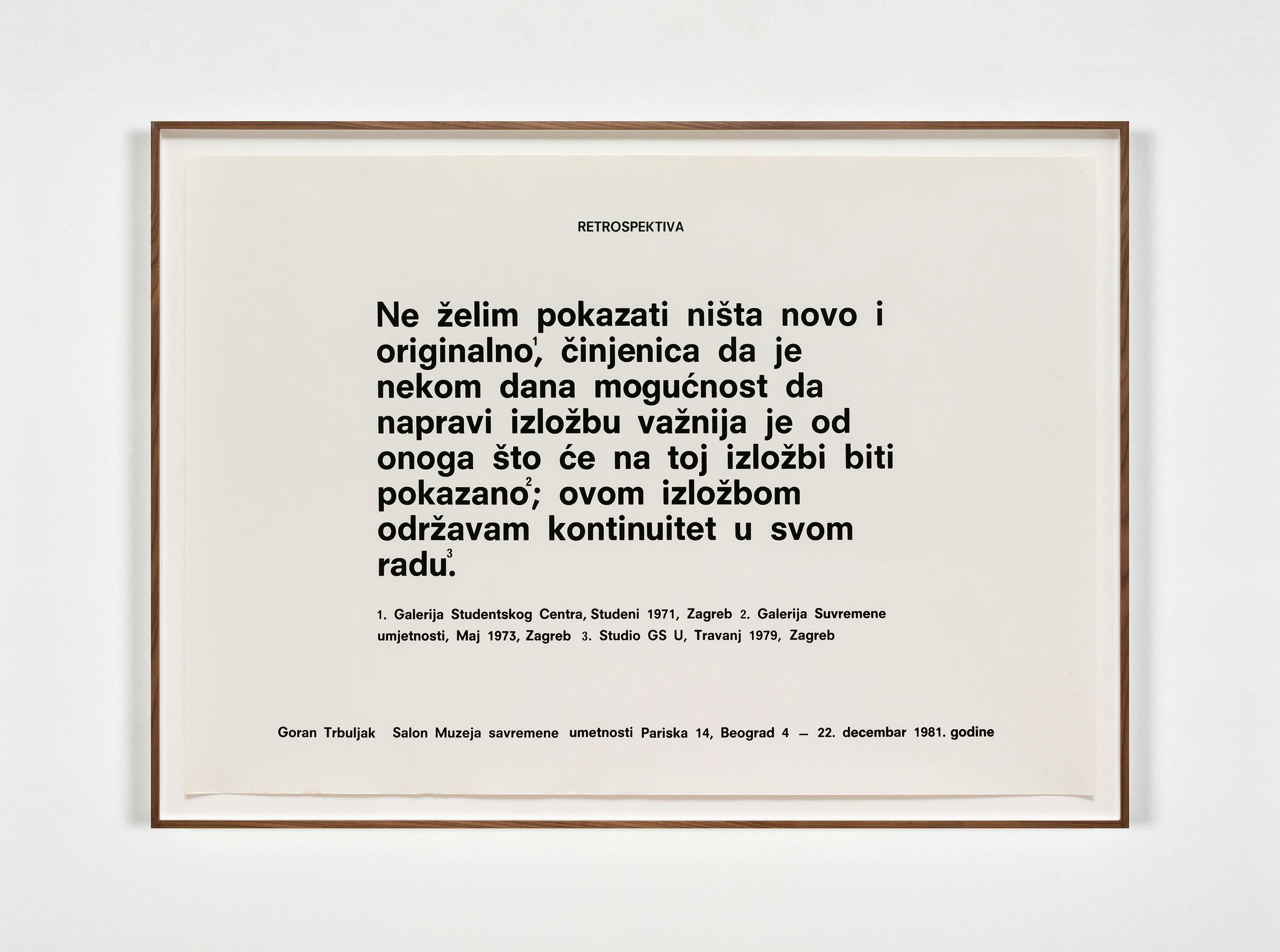 Goran Trbuljak - Retrospective