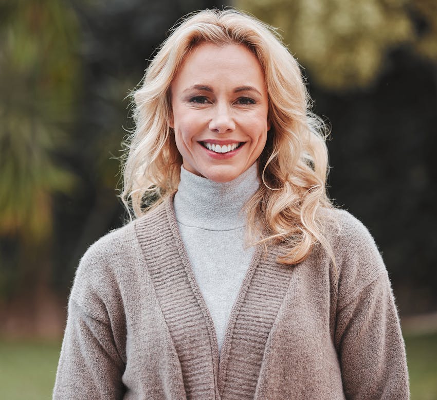 Woman wearing a cardigan