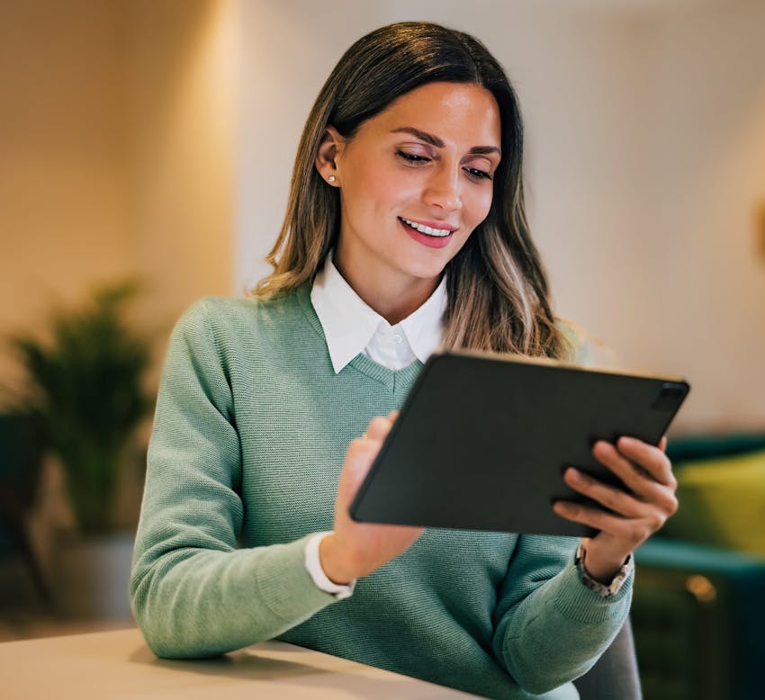 woman on an ipad