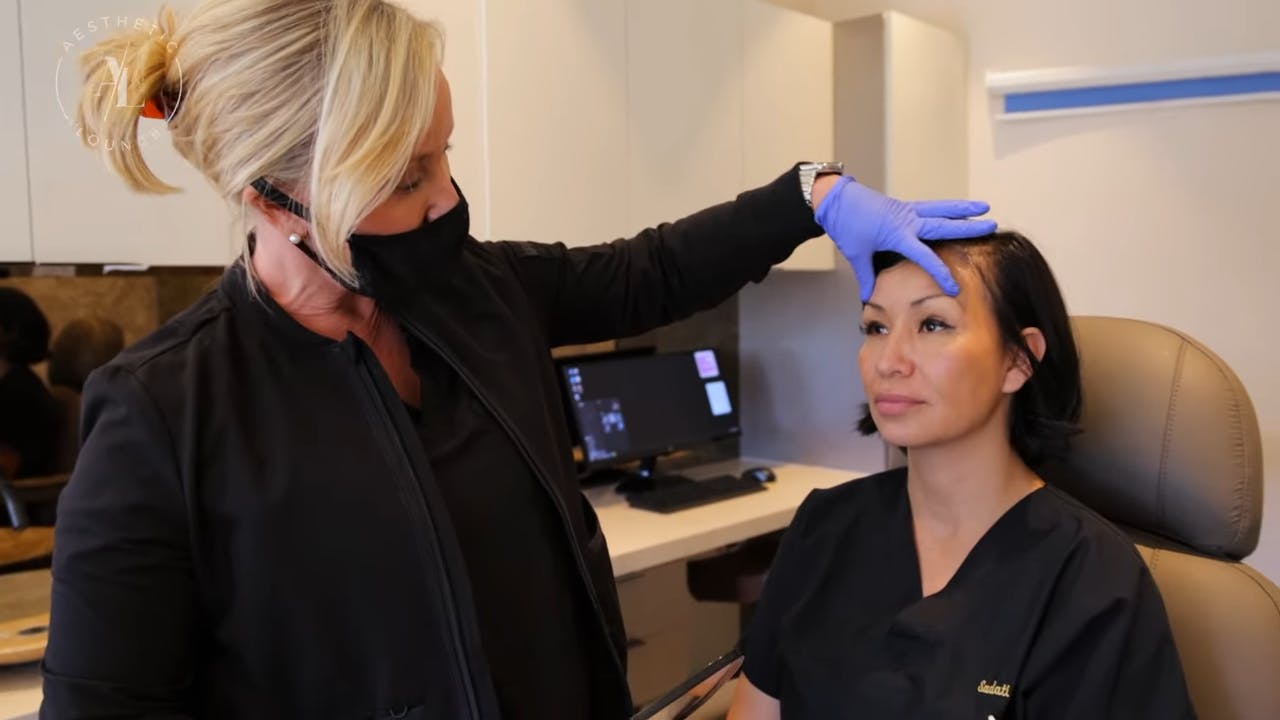 Patient in pre-botox treatment consultation
