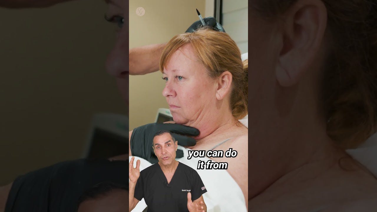 Video of a Dr. Kevin Sadati talking about a necklift
