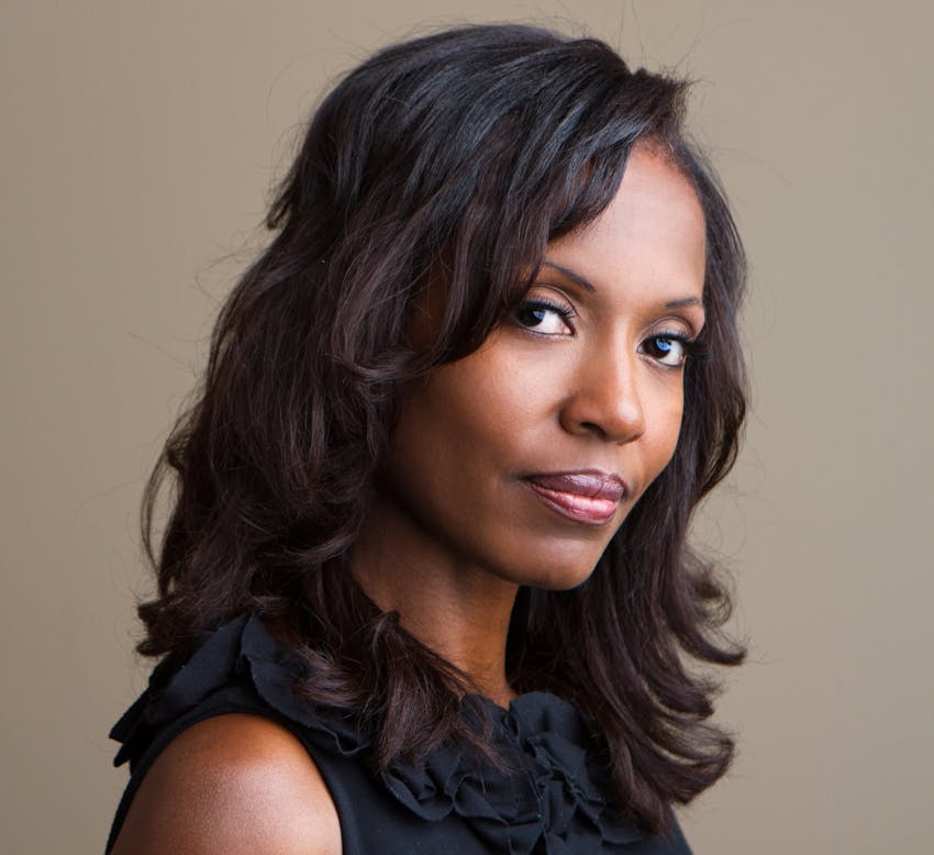 Woman wearing a black blouse