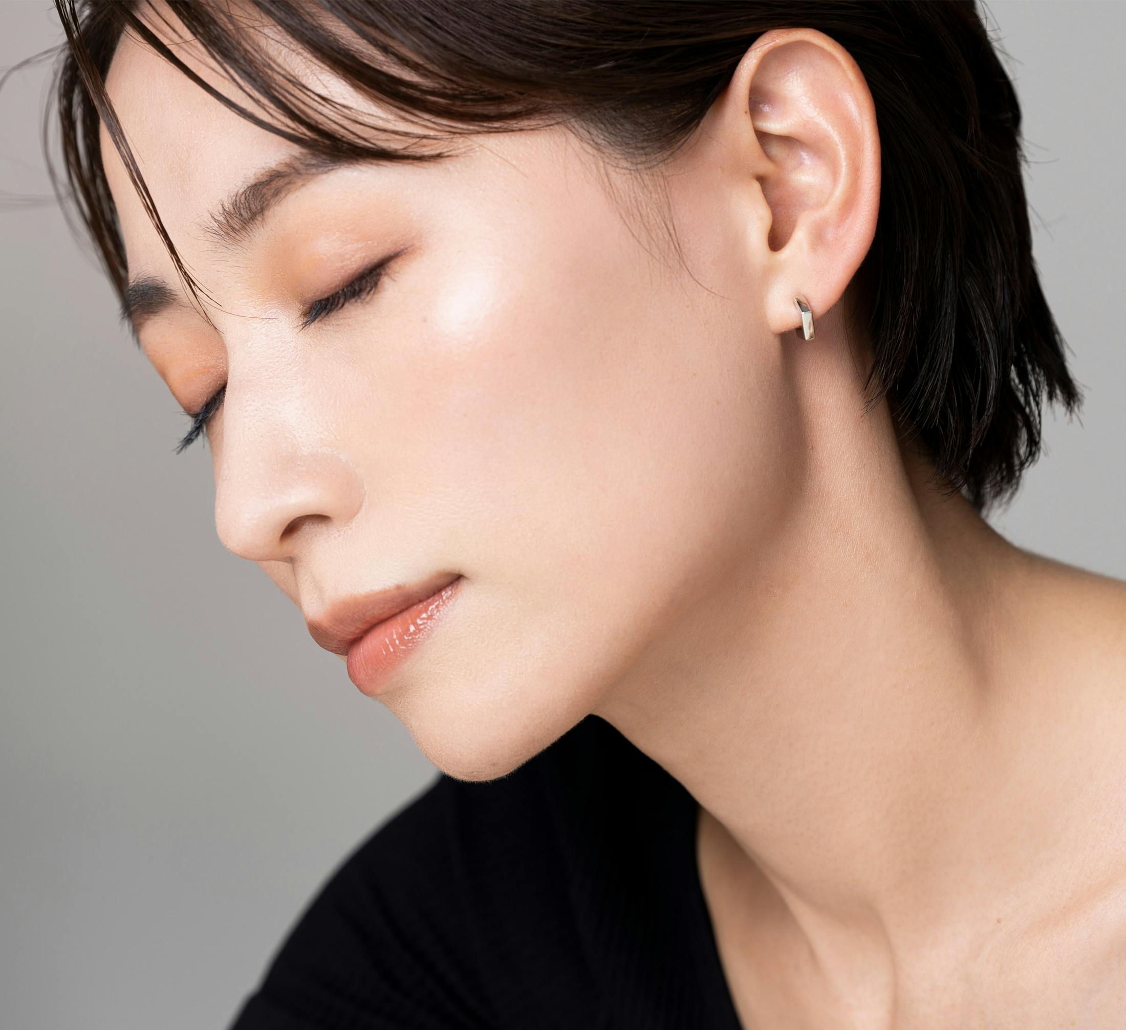 Woman with short black hair