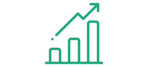 Ikona wykresu wzrostu symbolizująca rozwój sprzedaży i efektywność e-commerce