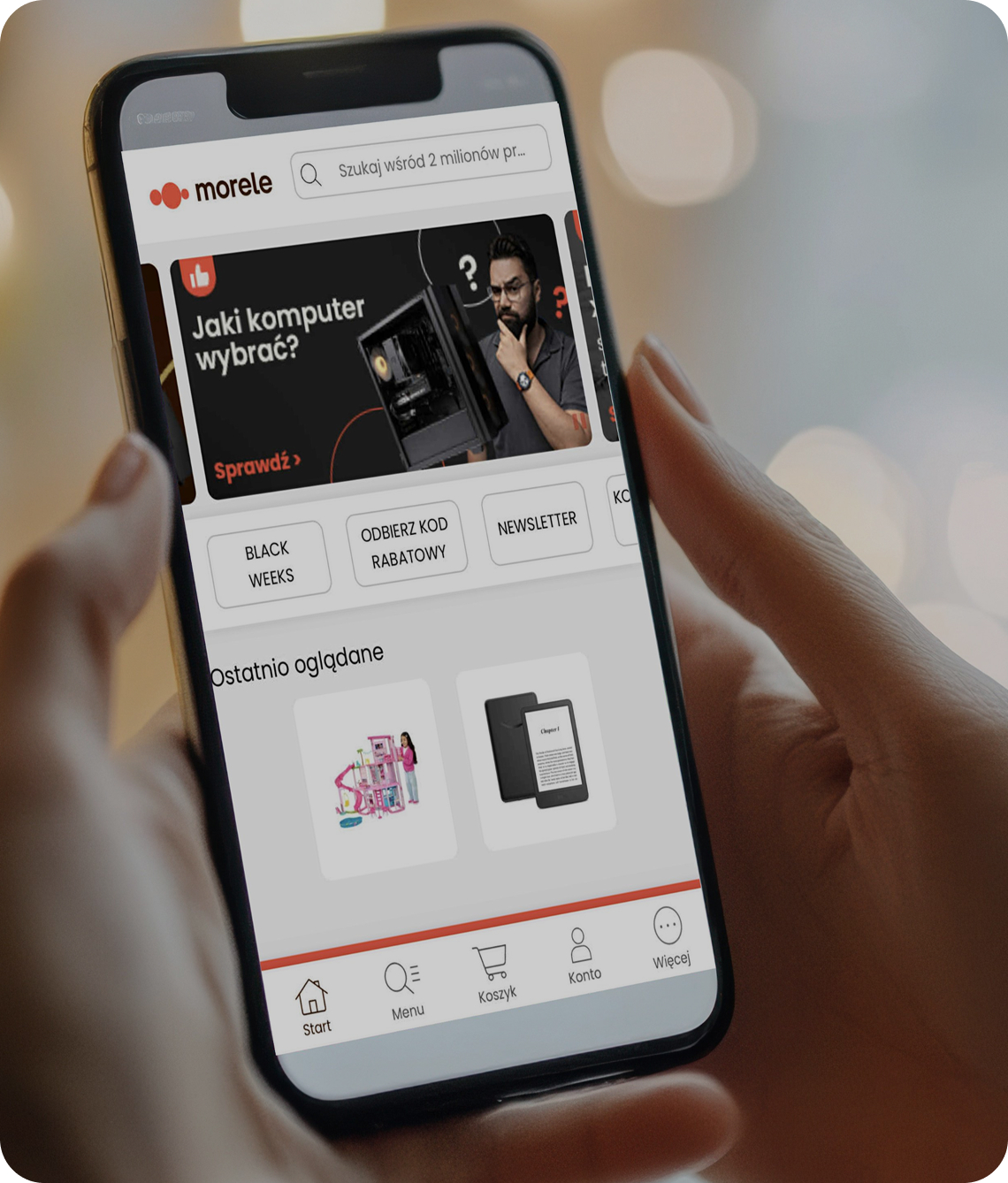 Strona Morele.net wyświetlana na ekranie smartfona