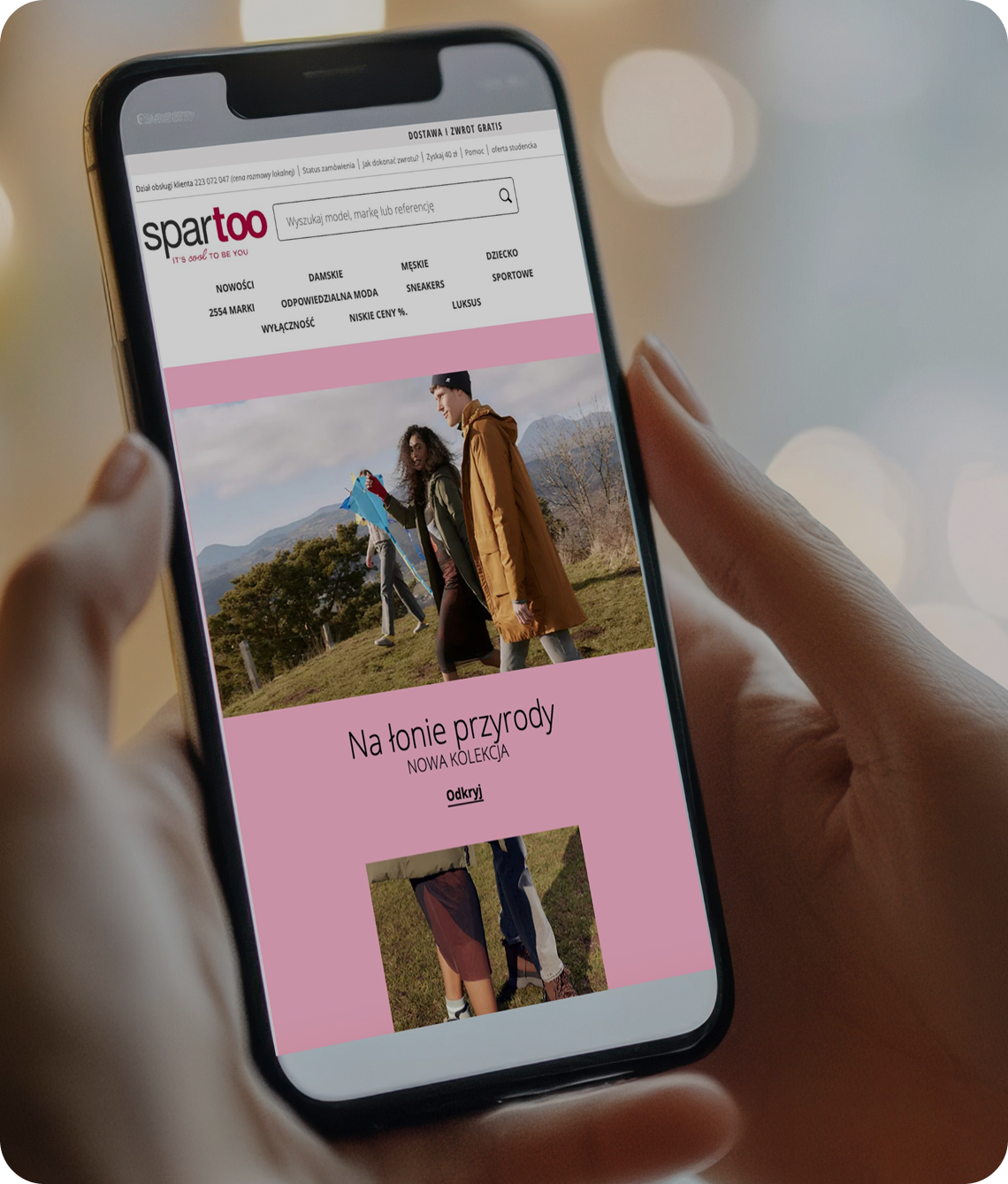 Sprzedaż na Spartoo Strona marketplace Spartoo wyświetlana na ekranie smartfona