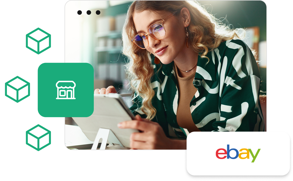 Sprzedawczyni zarządzająca ofertami eBay w panelu sklepu internetowego IdoSell