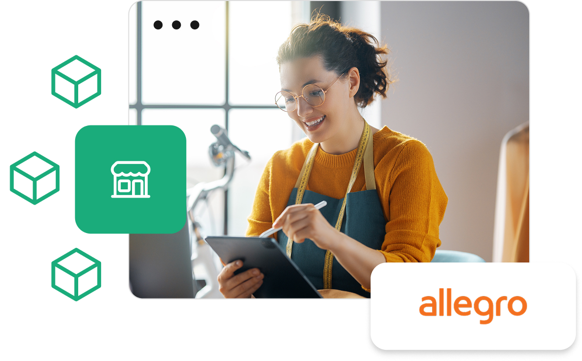 Pani ustawiająca aukcję na Allegro Pani ustawiająca aukcję na Allegro