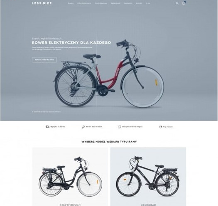 Szablon RWD dla sklepu sportowego Responsywny szablon RWD sklepu z rowerami elektrycznymi w IdoSell – przejrzysta prezentacja produktów