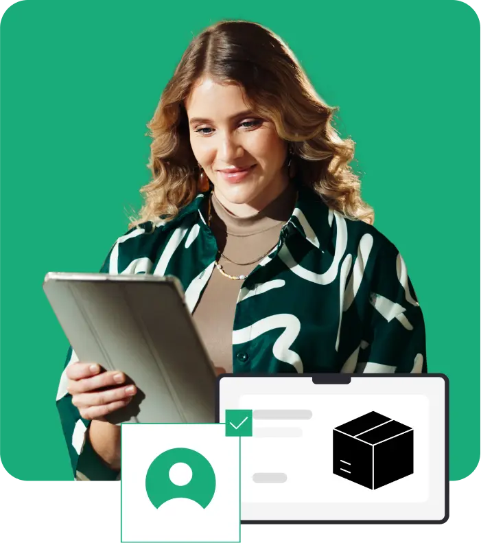 Kobieta składająca zamówienie na tablecie