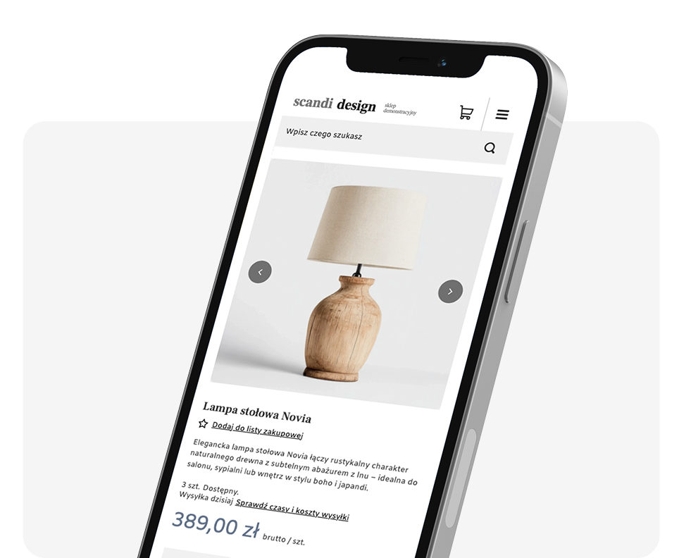Sklep z branży Home & Decor Screen ze sklepem z branży Home & Decor