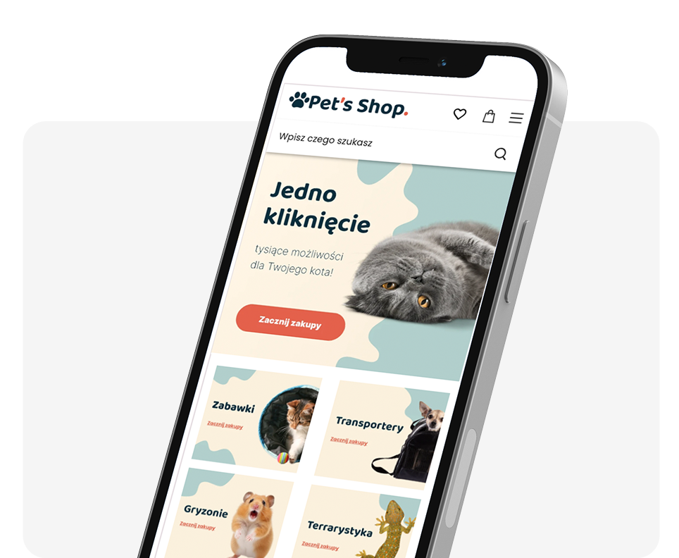 Sklep internetowy w branży Pets Screen przykładowego sklepu z branży Pets