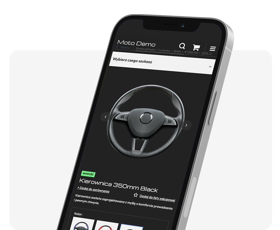 Sklep online z branży MOTO Screen przykładowego sklepu z branży MOTO