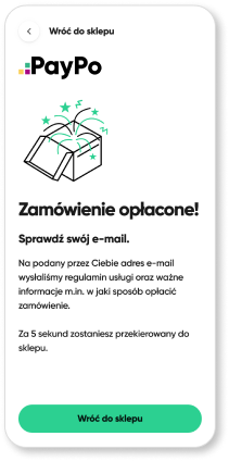 Screen z płatności PayPo