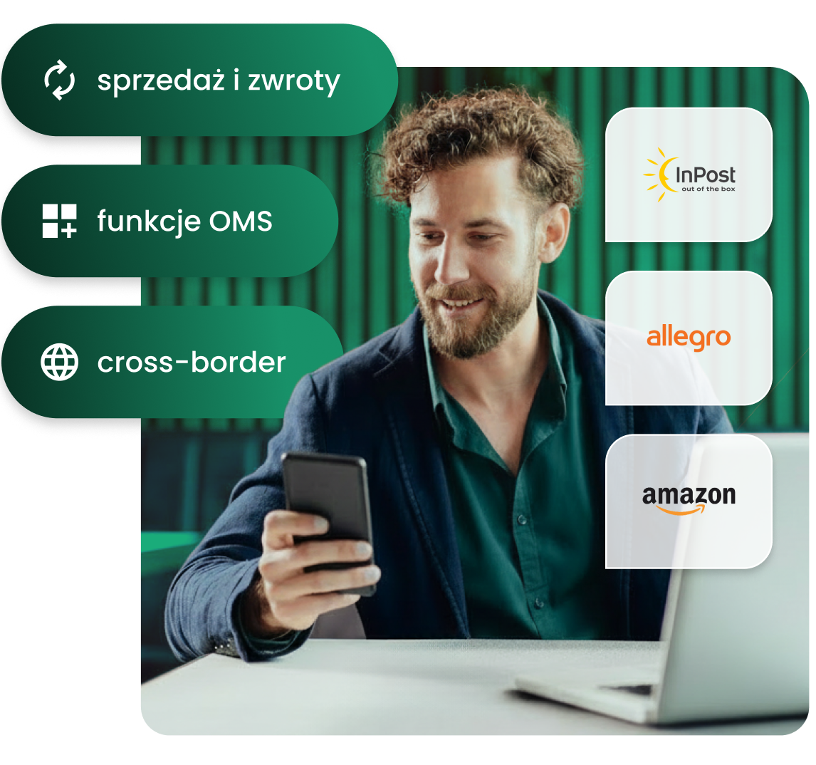 Mężczyzna korzystający z telefonu oraz laptopa
