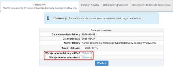 Pobranie dokumentu faktury w pliku XML w strukturze KSeF