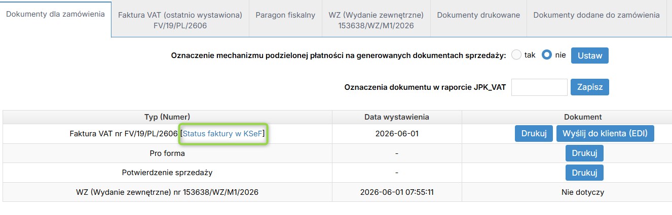 Pobranie XML dla wszystkich wystawionych dokumentów w zamówieniu