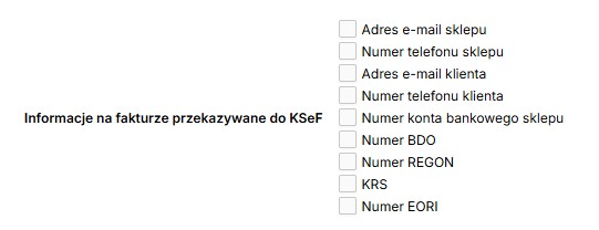 Konfiguracja pól dodatkowych dla dokumentów przekazywanych do KSeF