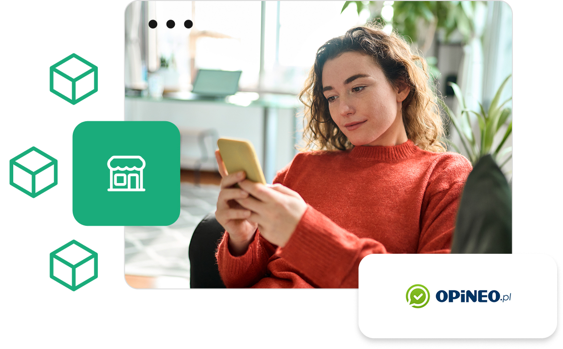 Klientka wystawia opinię o sklepie na smartfonie - integracja IdoSell z serwisem Opineo