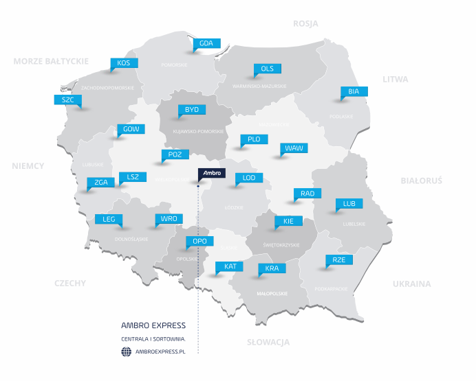 Mapa oddziałów Ambro Express